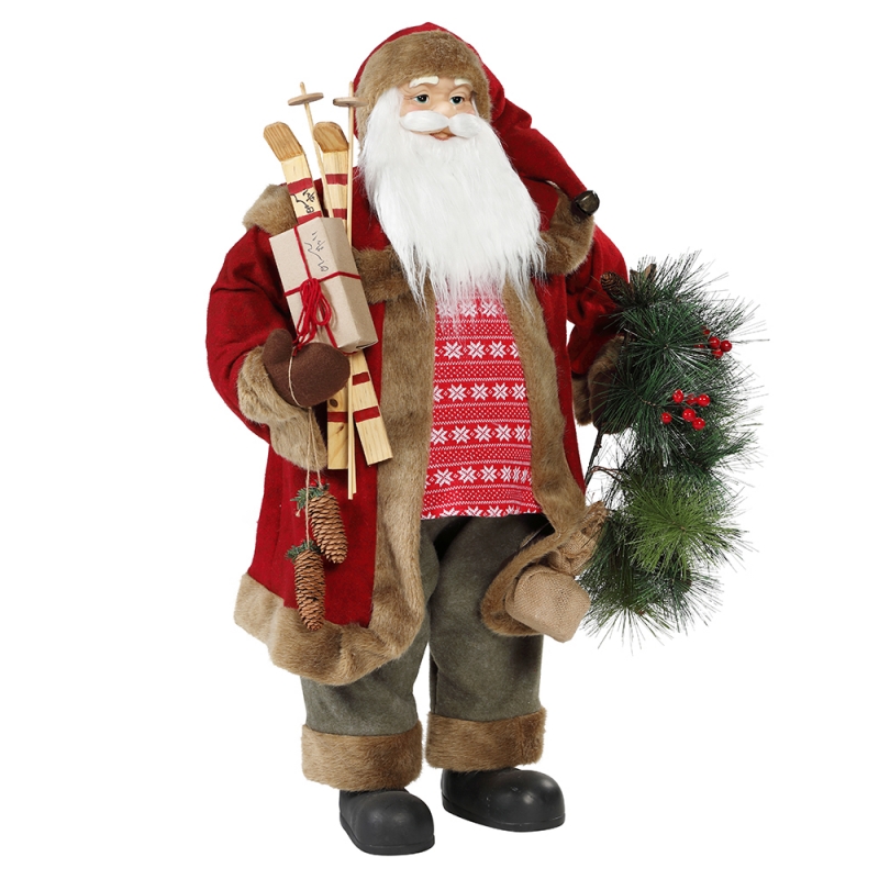 30 ~ 110cm Vánoční stojící Santa Claus s věncem Ornament Dekorace tradiční figurka kolekce vánoční série