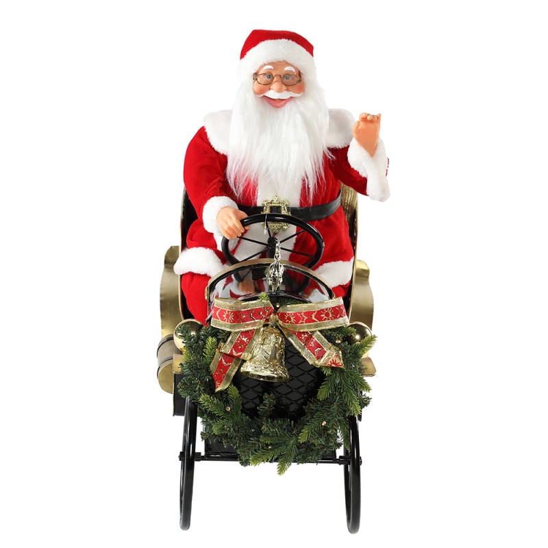 80 cm animované vánoční auto Santa Claus s osvětlením hudební ornament dekorace dovolená figurka kolekce tradiční vánoční