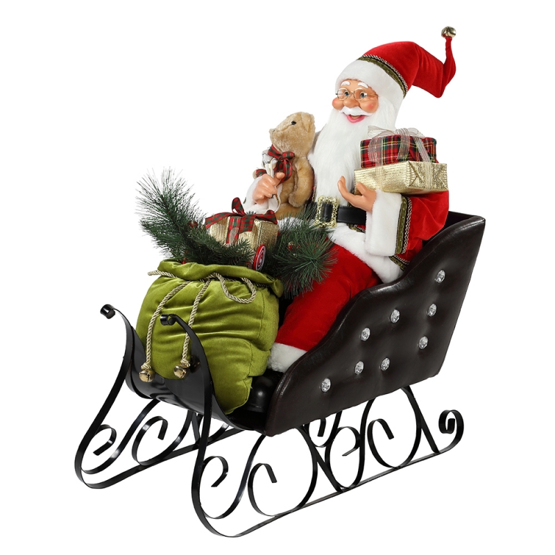 80cm Silm Sáně Santa Claus s osvětlením Ornament Vánoční dekoraceRadiční dovolená Figurka Collection