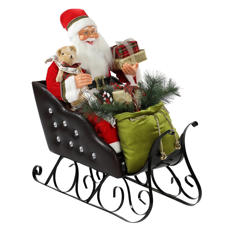 80cm Silm Sáně Santa Claus s osvětlením Ornament Vánoční dekoraceRadiční dovolená Figurka Collection