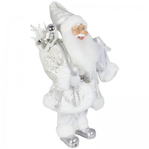 Noble 45cm Vánoční dekorace stojící Santa Claus v Silver Xmas Tree Ornamenty dodává tradiční dovolenou figurku