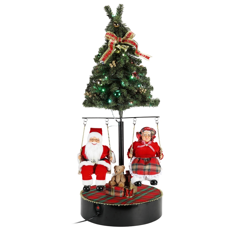 120 cm vánoční otočit strom santa claus s hudební ornament dekorace festivalu dovolená figurka kolekce tradiční