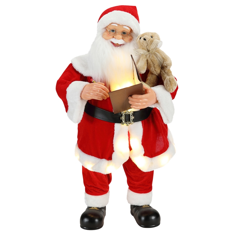 80 cm animované vánoční psaní Santa Claus s osvětlením hudební ornament dekorace tradiční dovolená figurka kolekce