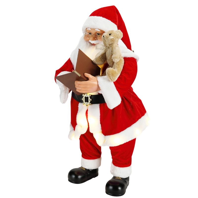 80 cm animované vánoční psaní Santa Claus s osvětlením hudební ornament dekorace tradiční dovolená figurka kolekce