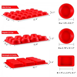 Kulaté obdélníkové silikonové muffinové plísně, pečení zásoby
