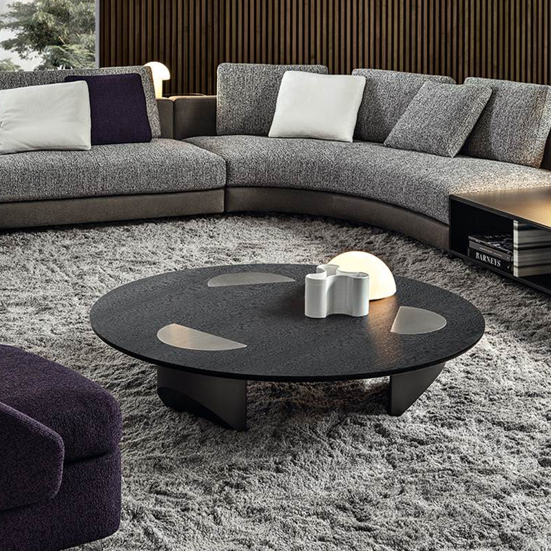Italský designnerezové ocelinoha velký luxusní černé sklo kulatý konferenční stolek moderní pro obývací pokojnábytek