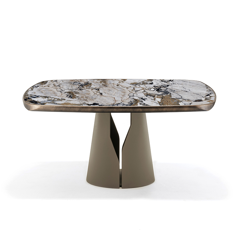 Skandinární prostor pro úsporu ocelového podstavec ořechů s pevným dřevem kulatý jídelní stůl 6 Seater