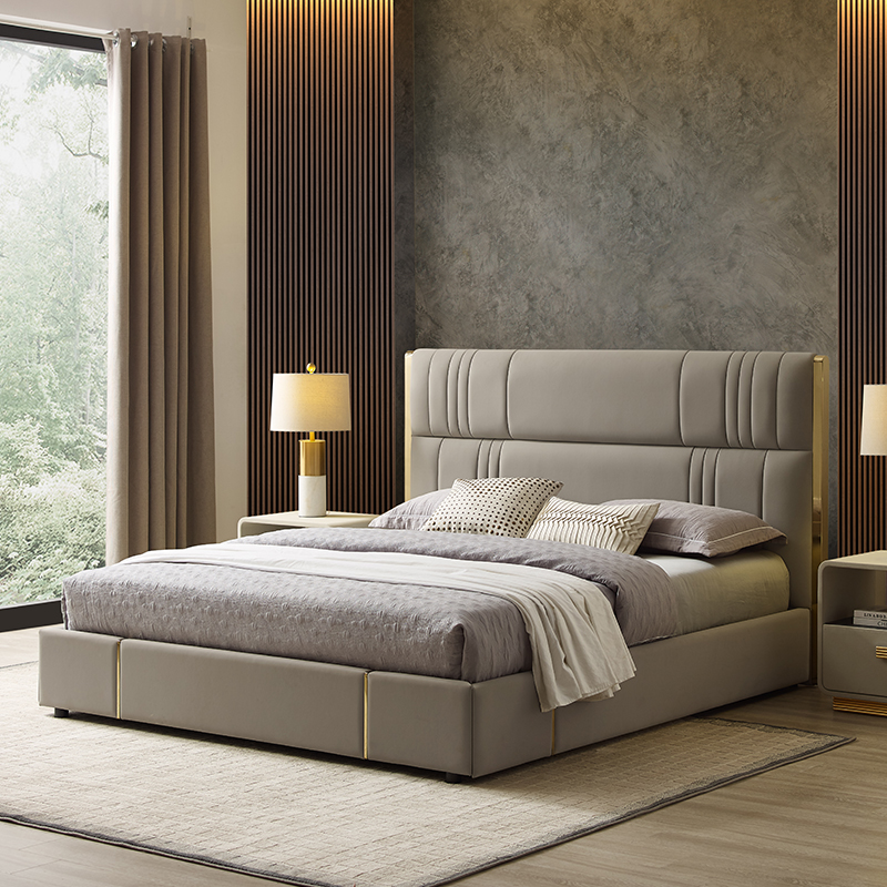 Italský hotel moderní kožená postel 1,8 m dvojitá luxusní postel King Velikost ložnicenábytek