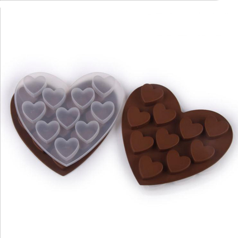 10 dutin Srdeční tvar silikonová forma pro pečení čokoládové mýdlo fondant pudink želé cukroví cookie ledová kostka malá dort želatina