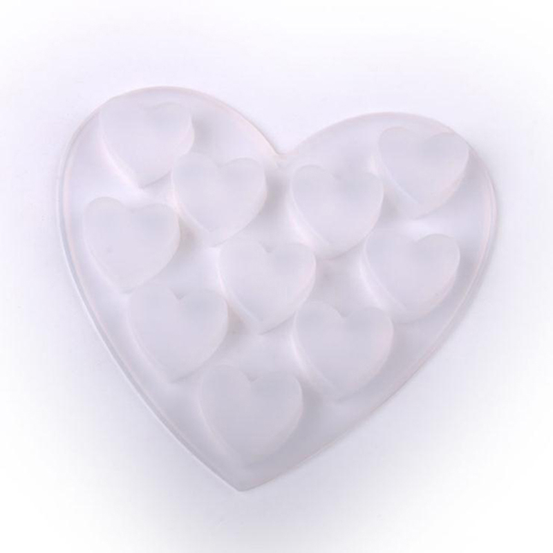 10 dutin Srdeční tvar silikonová forma pro pečení čokoládové mýdlo fondant pudink želé cukroví cookie ledová kostka malá dort želatina