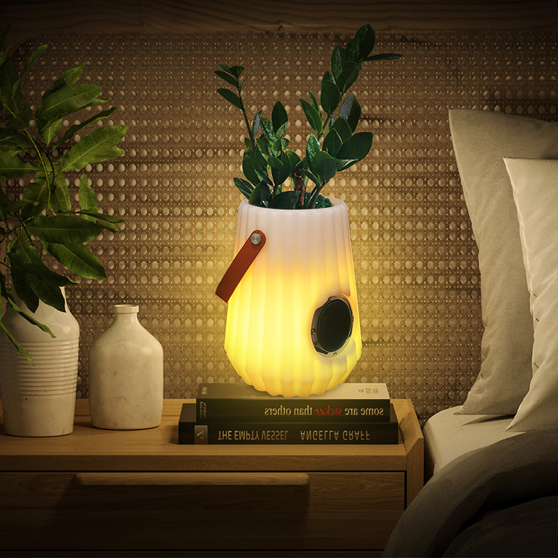 LED osvětlený květinový hrnec Indoor/outdoor Creative Stoble Lamp pro obývací pokoj, ložnice, zahradní dekorace, stmívatelný ledový kbelík LED světla s reproduktorem Bluetooth