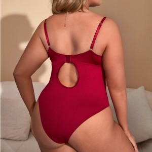 Krajka Insert Bodysuit Sexy postroje Teddies a Bustiers s krajkovým lemováním