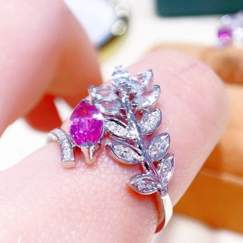 Šperky Tuochen 18k zlatýnový styl Marquis Diamond Leaf Ring