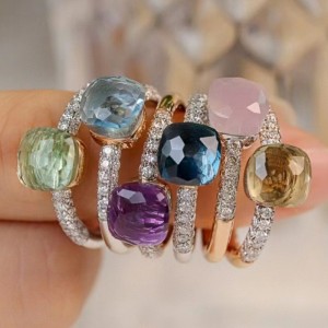 18K/14K/10K/9K GOLD s přírodním barevným kamenným prstenem