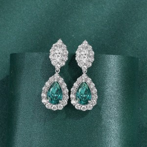 Syntetickénáušnice Paraiba Ice Cut High Carbon Diamond Stud