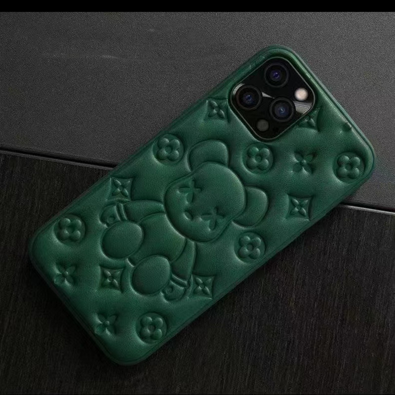 Nový pouzdrona mobilní telefon, Apple iPhone13pro Kožený medvěd 3D Proces reliéfního mobilního telefonu Ochranná kožená pouzdro