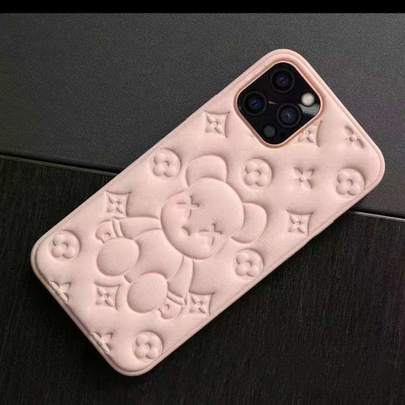 Nový pouzdrona mobilní telefon, Apple iPhone13pro Kožený medvěd 3D Proces reliéfního mobilního telefonu Ochranná kožená pouzdro