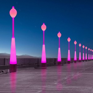 Venkovní zahrada vedená pouliční světlo s pólem, 60W RGB barva Změna krásného vodotěsného pouličního světla pro zahradu, terasu, park, školu, trávník, vilu, pouliční osvětlení a dekor