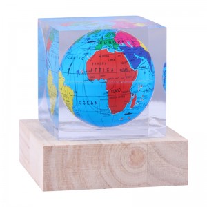 Vlastní domácí dekorace Square Polygonal Cylindrical Clear Plexiglass Crystal Acryl Mini Desk Globe Globe těžba ozdoby