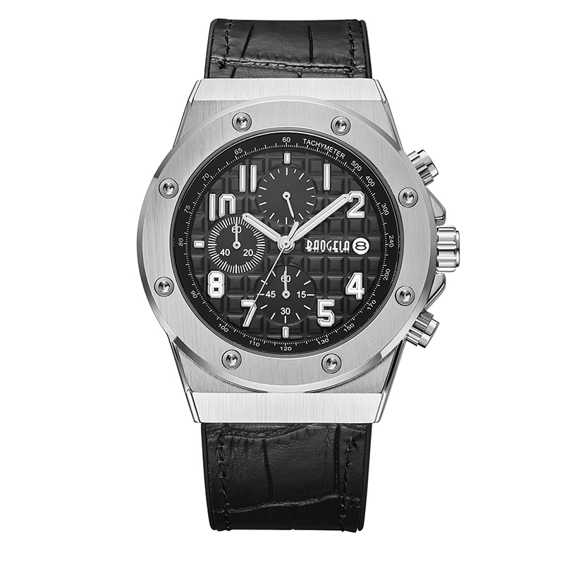Baogela Men \\'s Chronograph Quartz Watches 2022 Nové vodotěsné sportovní sportovní zápěstí Watch Man Leather Strap Clock 1805 Blue