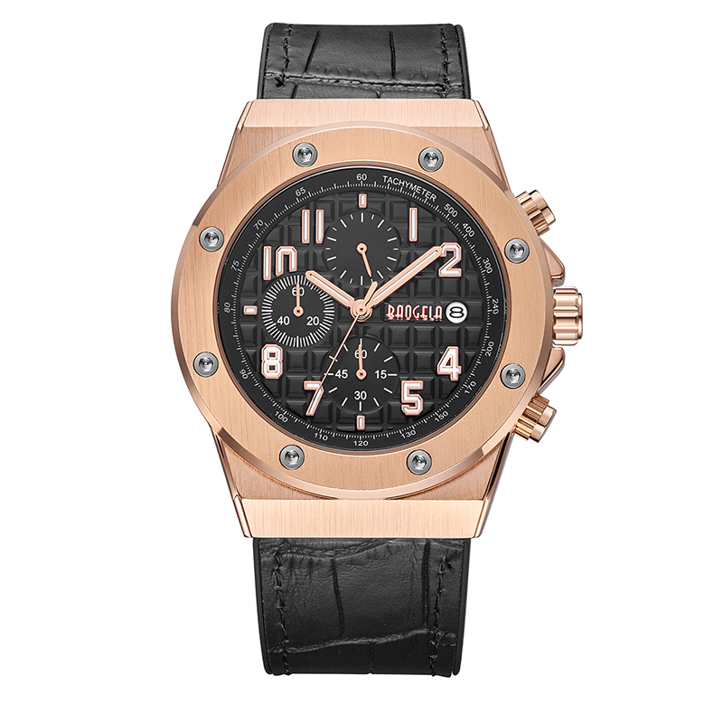 Baogela Men \\'s Chronograph Quartz Watches 2022 Nové vodotěsné sportovní sportovní zápěstí Watch Man Leather Strap Clock 1805 Blue