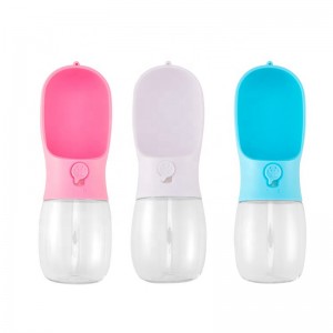 Potraviná strana plastového úniku Portable štěňata voda psí láhev s vodou s pitím pro domácí zvířata venkovní pěší turistika cestování