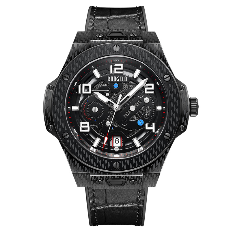 Baogela Men \\'s Watch Mechanical Watch Automatic Hollow Fashion Men \\ S Luminous Large Dial 50m vodotěsné hodinky 2001 černé