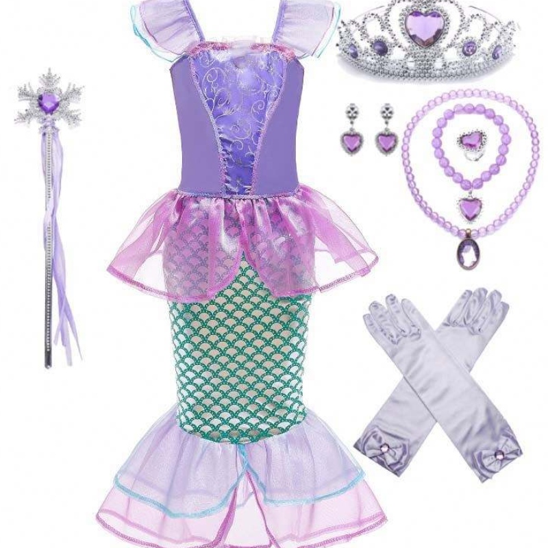 2021 Kids Clothing Letní holčičky Mermaid Costume Princess Šaty 3-10 let Old Kids Mermaid Printed šaty DGHC-028