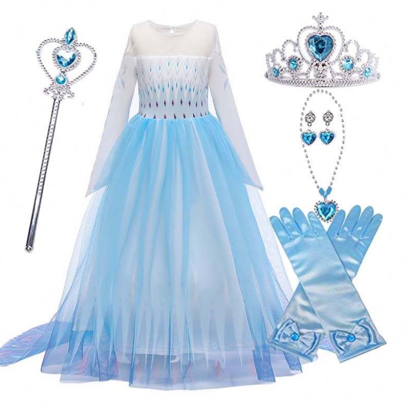 Halloween karnevalnarozeninová párty cosplay outfit led 2 dlouhý rukáv elsa šaty pro dívky hcgd-009