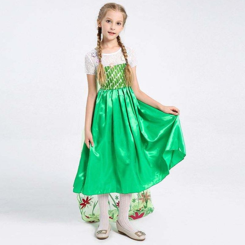 Amazon Top Seller Girl \\'s Birthday Scress Costume Princess Anna Kids Dress Elsa pro 4-10Y HCGD-019