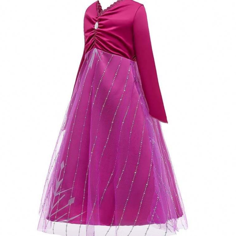 Anna Cosplay Party Vestidos Girl Clothing Red Elsa Costume Princess Elsa šaty pro 3-10Y HCGD-034