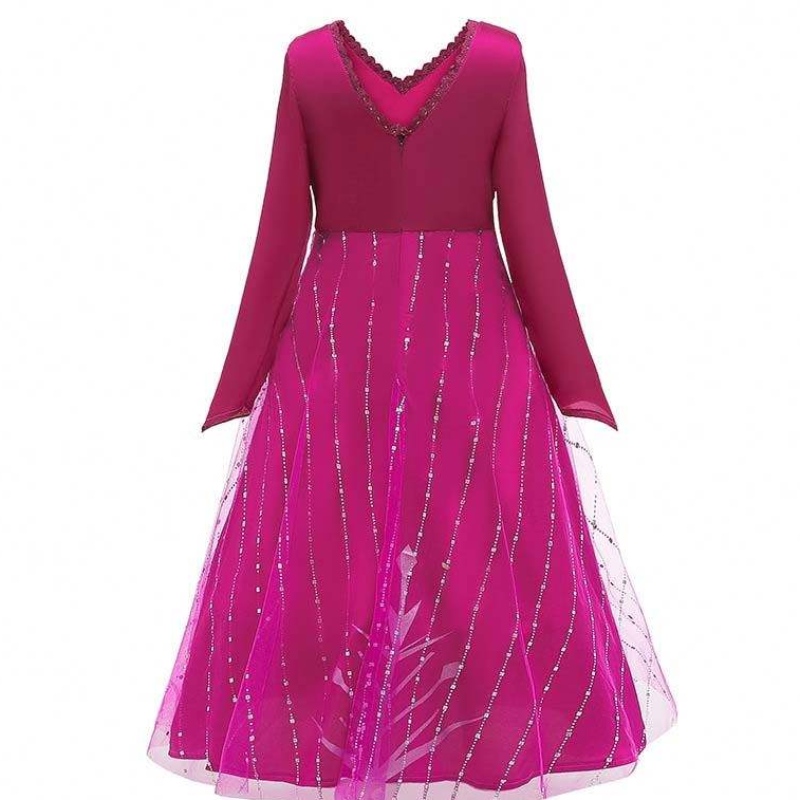 Anna Cosplay Party Vestidos Girl Clothing Red Elsa Costume Princess Elsa šaty pro 3-10Y HCGD-034