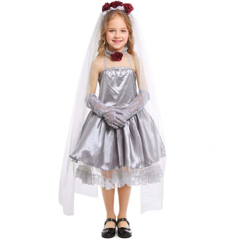 Halloween cosplay kostým Fancy Grey Girls Ghost Bride Costume šaty HCVM-009