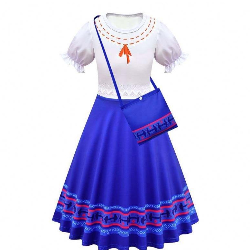 Karneval Halloween Princess Party oblečení květinové volánky Dlouhé šaty Mirabel Encanto kostým 90-170 cm HCIS-006