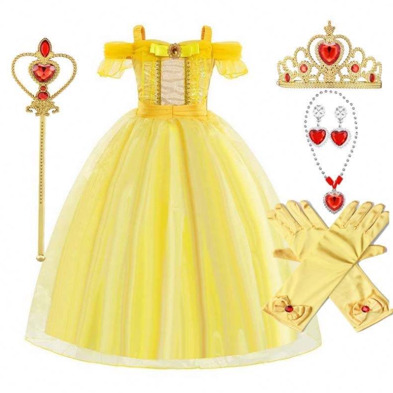 Halloweenskánarozeninová párty cosplay kostým pro děti princezna Belle Ballroom šaty HCBL-006