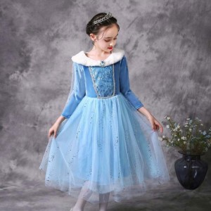 Halloween cosplay zimní teplé ozdobné oblékání elsa šaty cosplay cosplay kostým s Cape HCGD-045