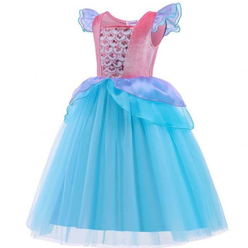 2022 Nejlepší prodeje Halloweenská dětská princezny Flitry Ariel Blue Dress Costume HCMM-012