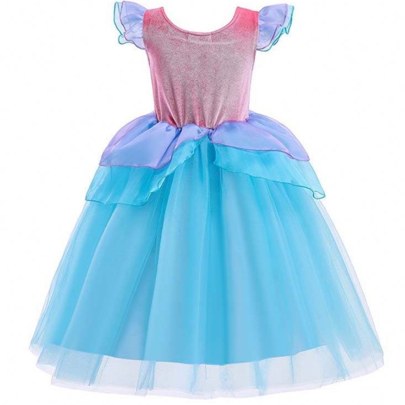 2022 Nejlepší prodeje Halloweenská dětská princezny Flitry Ariel Blue Dress Costume HCMM-012