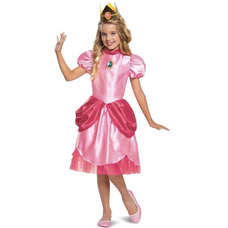 Karneval cosplay baby girls Party Christmas Super Brother Cartoon Pink Princess Peach Costume s korunou HCMU-006