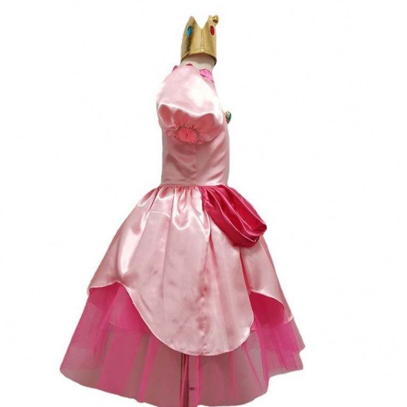 Karneval cosplay baby girls Party Christmas Super Brother Cartoon Pink Princess Peach Costume s korunou HCMU-006