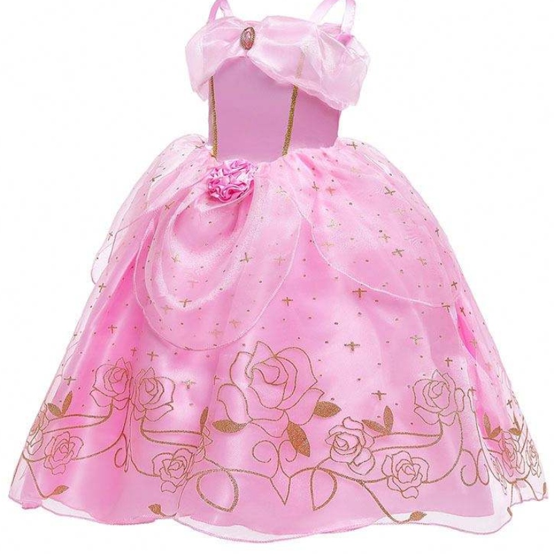 Kid Princess Dress Girl Letní ozdobná párty Párné oblečení Pink Princess Aurora kostým HCSP-012