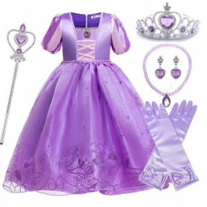 Halloweenský vánoční karneval kostým Kid Princess Purple Tulle Rapunzel Šaty HCRS-017