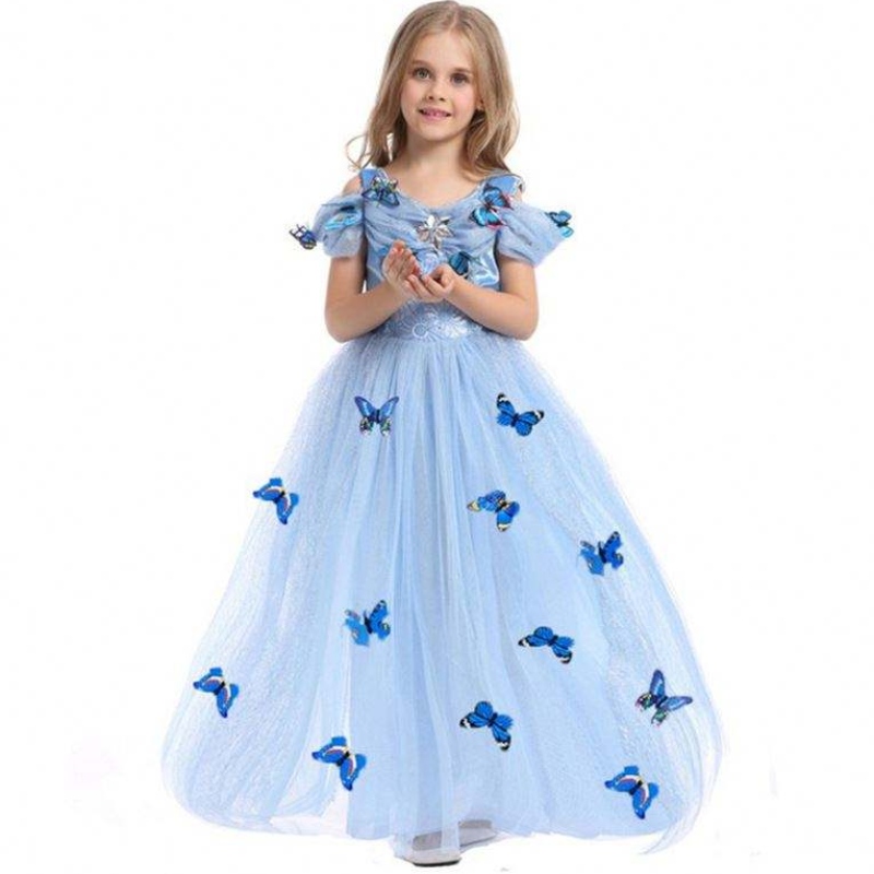 Velkoobchodní aurora princezna šaty Sleeping Beauty Costume Girls Dress With Butterfly pro děti krátké rukávy krajkové šaty