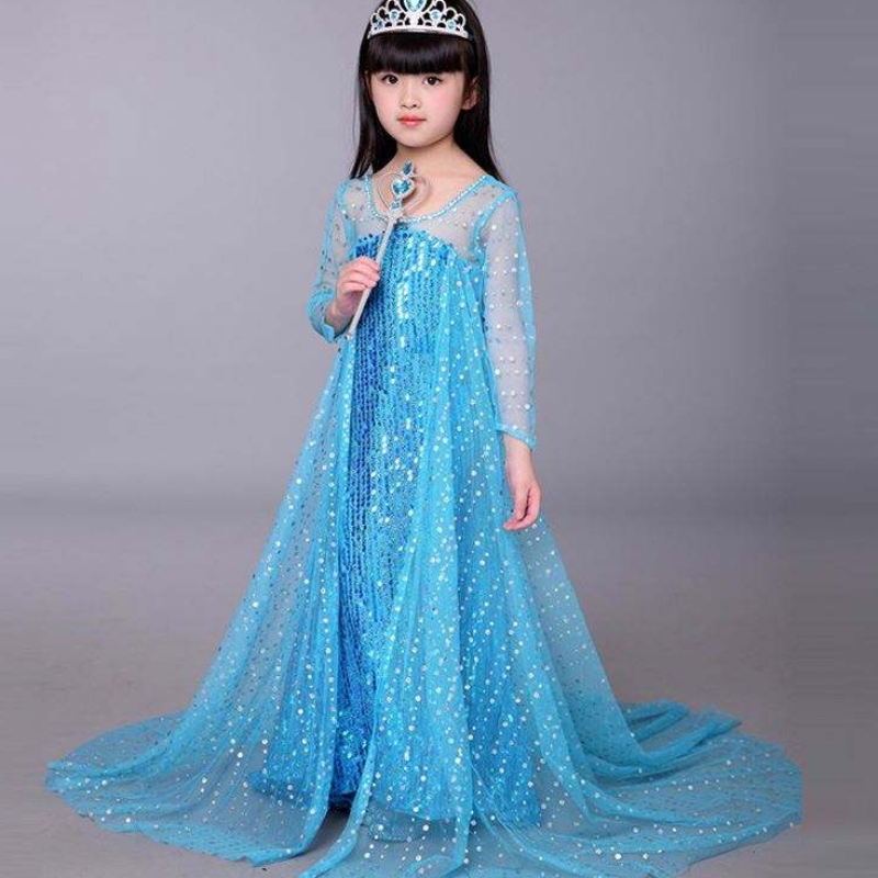 Baige Blue Elsa Flitry Girl Kids Halloween cosplay kostým elsa ana princezna šaty