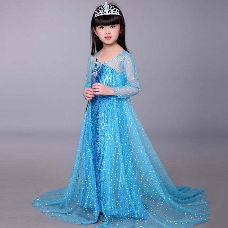 Baige Blue Elsa Flitry Girl Kids Halloween cosplay kostým elsa ana princezna šaty