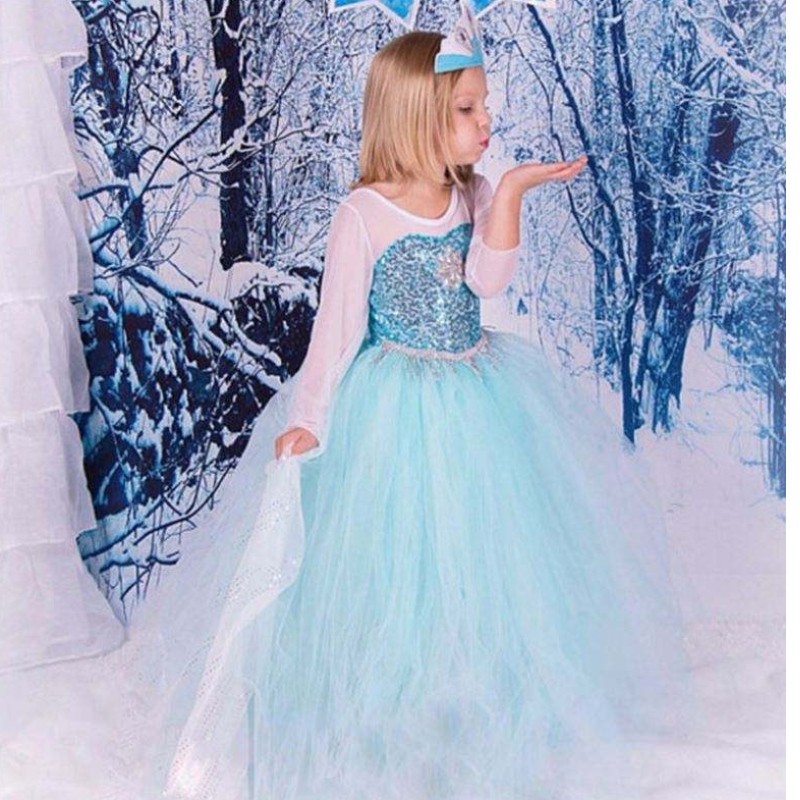 Fancy Baby Frocks Elsa Costume Christmas Halloween Party šaty pro děti