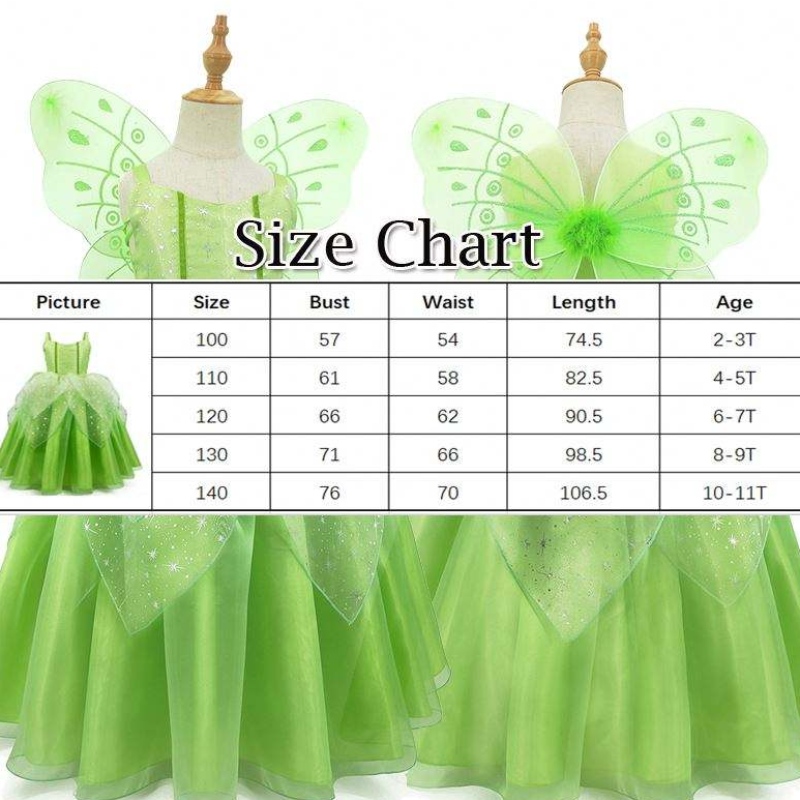 Baige Flower Girl Spot Cosplay Performance Cartoon Costume Tinker Bell Fairy Tinkerbell Princess šaty s křídlem