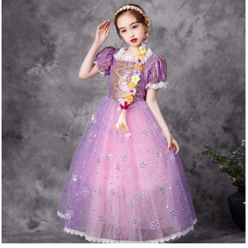 Baige European Style Princess Dress Halloween Party Wear rapunzel kostýmnačechrané sítě