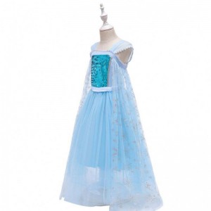 New Snow Queen Performance Princess Elsa Blue Dress Halloween kostým BX1705