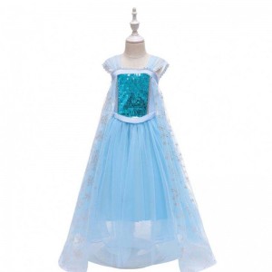 New Snow Queen Performance Princess Elsa Blue Dress Halloween kostým BX1705